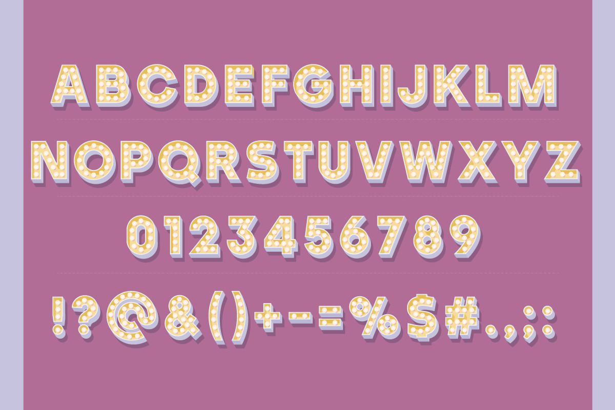 Illustration of flat lamp alphabet 3 preview 2