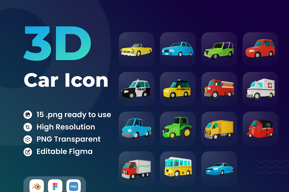 Car 3D Illustration, a Cars & Vehicle 3D Model by Vektora Studio (Photo 1 of 6)