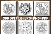 Mandala Cat Coloring Pages, an Animal Illustration by Design Station (Thumbnail 3 of 5)