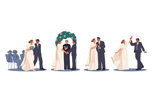 Set of wedding or marriage ceremony, an Illustration by Elegant Solution