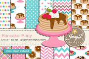 Pancake Digital Papers & Clipart, a Pattern Graphic by JennyL Designs (Thumbnail 1 of 6)