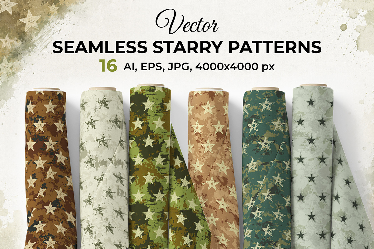 Vector seamless starry patterns, a Pattern Graphic by Iryna Denysova (Photo 1 of 8)