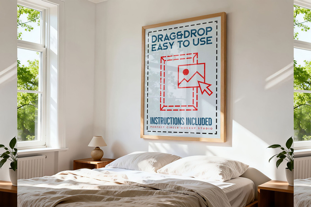 Bedroom ISO Poster Frame Mockup, a Mockup by DesignRocket (Photo 9 of 9)