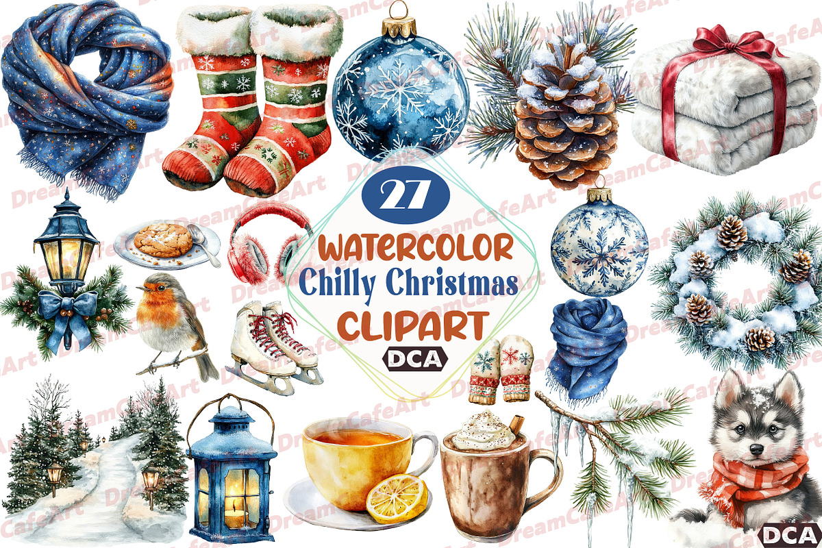 Chilly Christmas Day Clipart, an Illustration by DreamCafeArt (Photo 1 of 7)