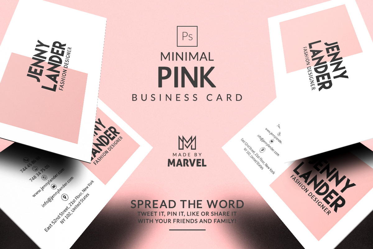 Minimal Pink Business Card, a Business Card Template by Marvel (Photo 1 of 5)