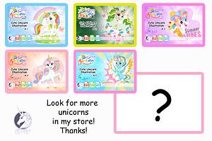 Cute Unicorn 5 Illustration 12 In 1