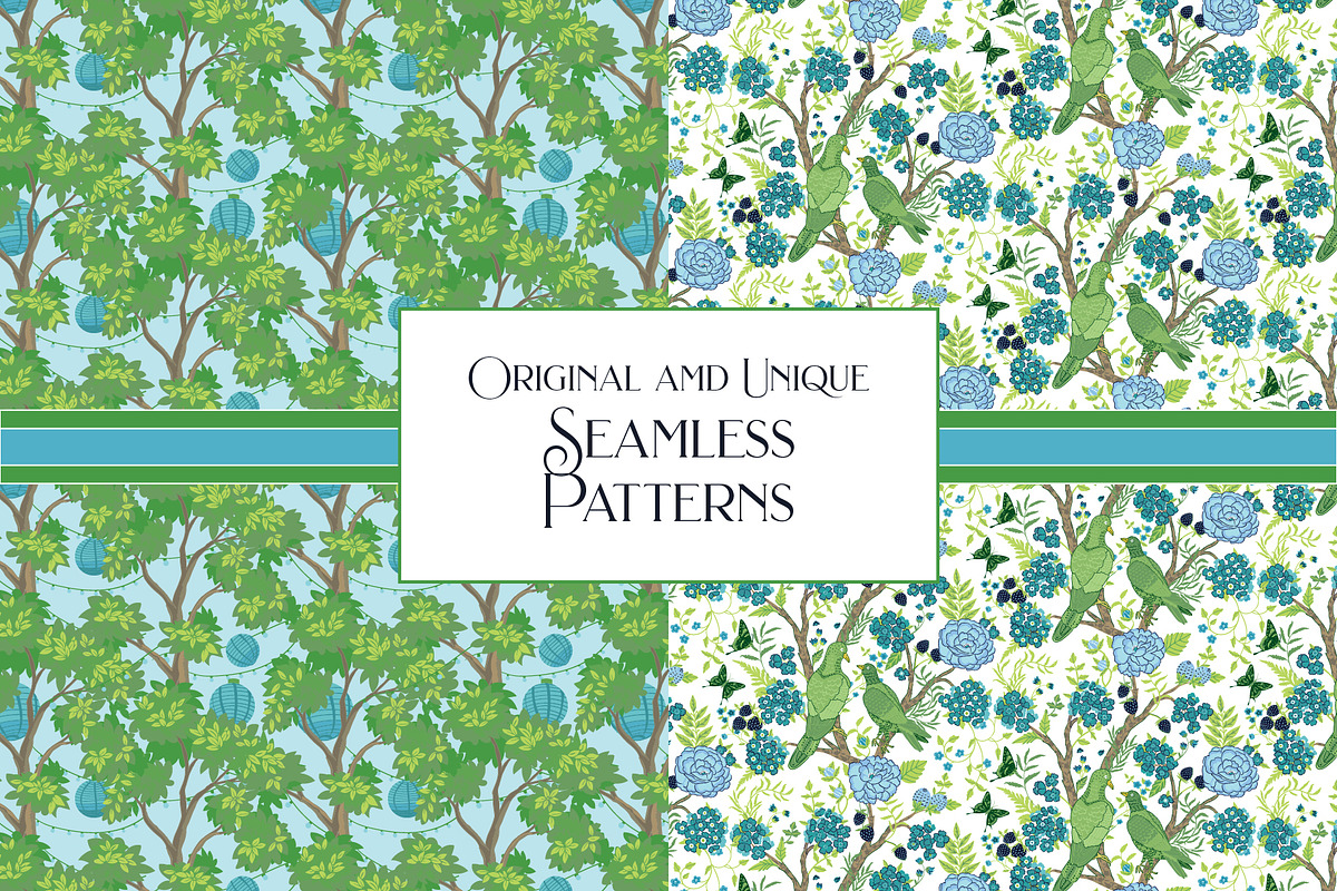 Chinoiserie Blue Green Patterns, a Pattern Graphic by RachelStudio (Photo 5 of 6)