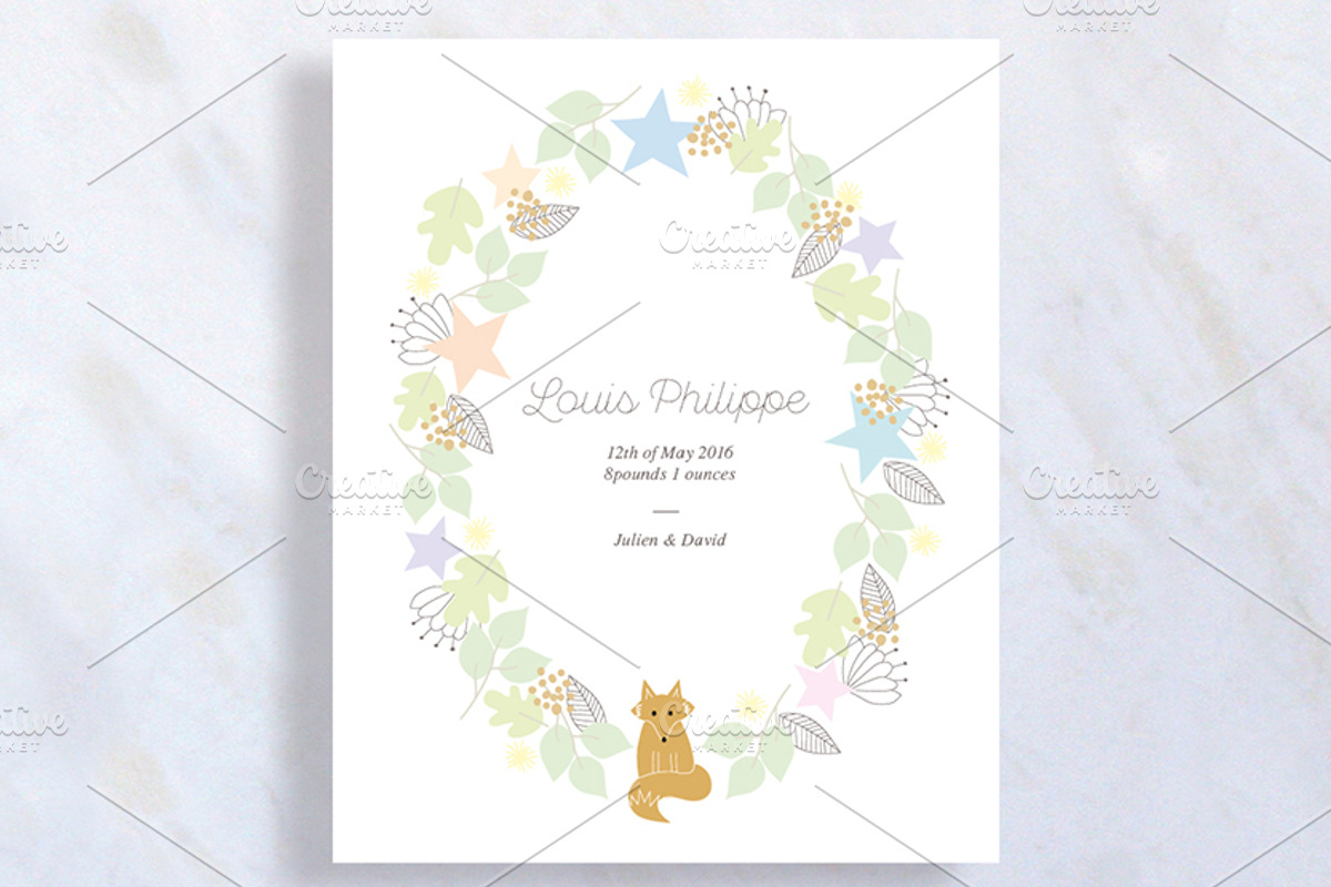 Sweet Baby Announcement Card, a Card Template by stockhype (Photo 1 of 2)
