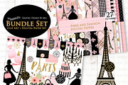 Paris Fashion Clipart+Pattern set, an Illustration by Mia's Graphic Design (Thumbnail 2 of 10)