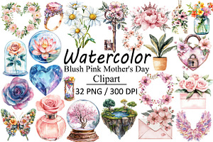 Blush Pink Mother's Day Clipart, an Illustration by Design Market