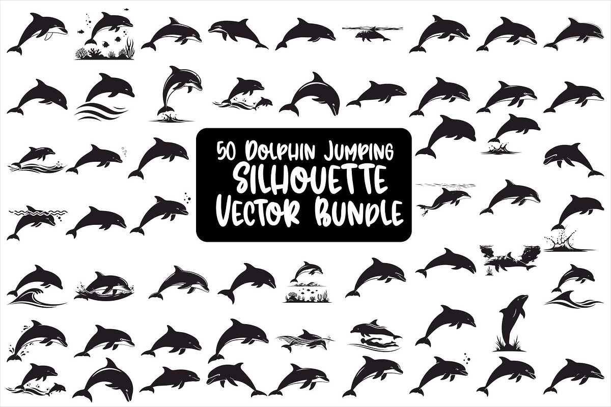 Dolphin Jumping Silhouette Vector bu, an Illustration by Designs_River (Photo 1 of 48)