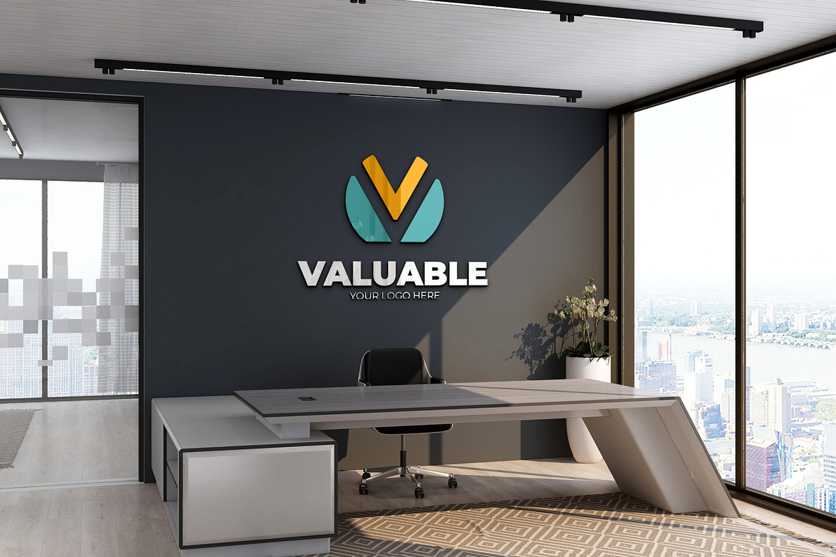 PSD Office Desk Room Wall Mockup, a Product Mockup by Ayy (Photo 13 of 16)