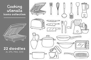 Cooking Utensils Doodle Illustration