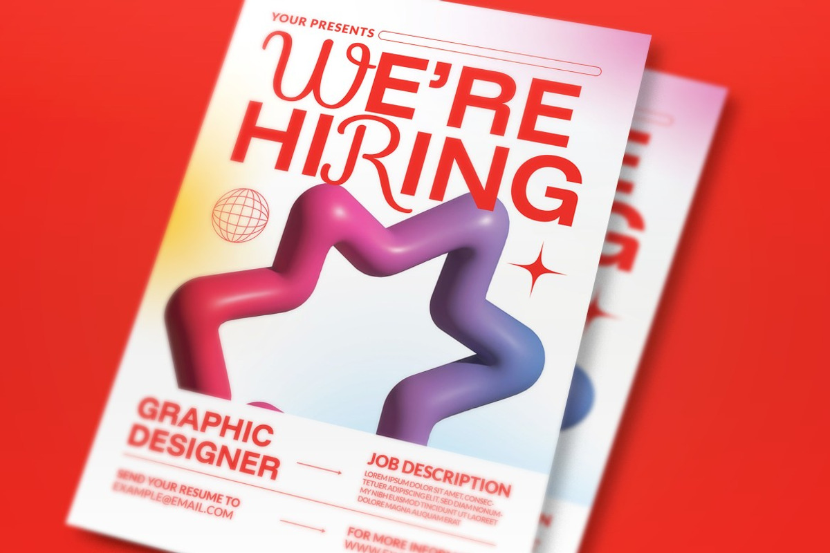 White Red We're Hiring Flyer Set, a Flyer Template by graphicook (Photo 2 of 3)