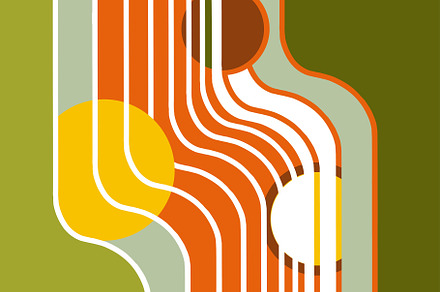 Modern Art Avocado and Orange  Lines