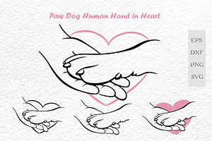 Paw Dog Human Hand in Heart, an Object Graphic by Watercolor dreams