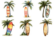 Tropical Surf & Palm Tree Clipart, an Illustration by Pixels.Craft (Thumbnail 10 of 10)