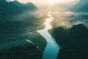 Phong Nam valley offers a serene, a Photo by Pavel_design