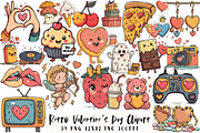 Retro Valentine’s Day Clipart, an Illustration by OK Design (Thumbnail 1 of 6)