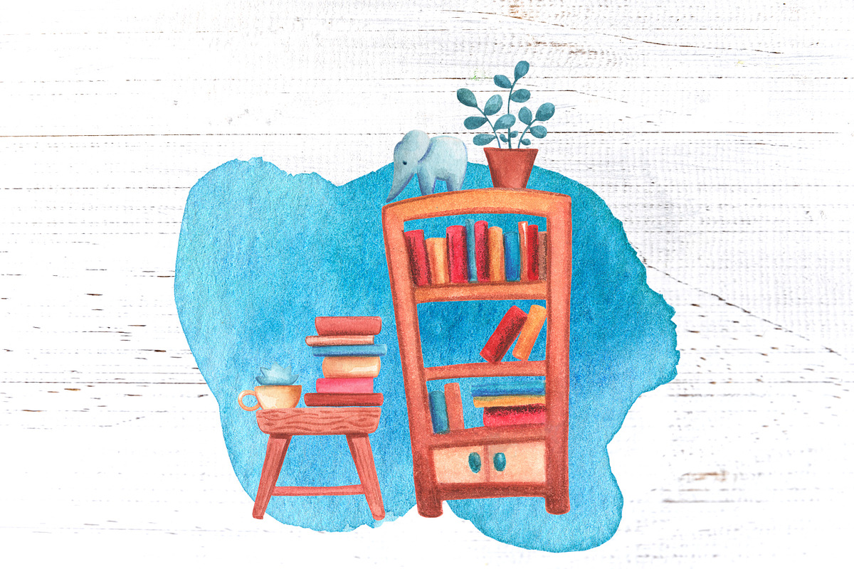 Vintage Books Watercolor Clipart, a Decorative Illustration by RabbitAndPencil (Photo 10 of 12)