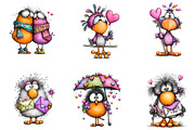 Whimsical Valentine Bird Clipart, an Illustration by CreationArt (Thumbnail 3 of 8)
