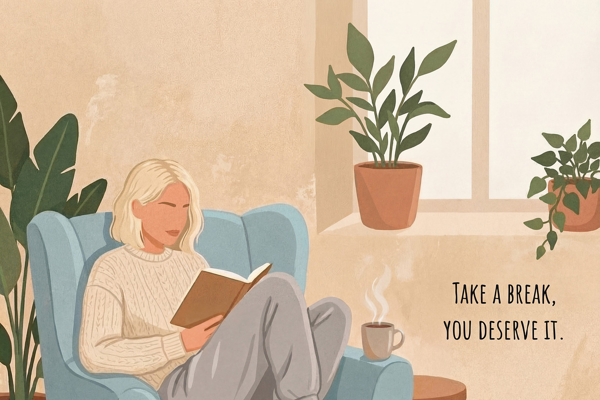 Woman reading book in armchair, a Person Illustration by Virgo Studio