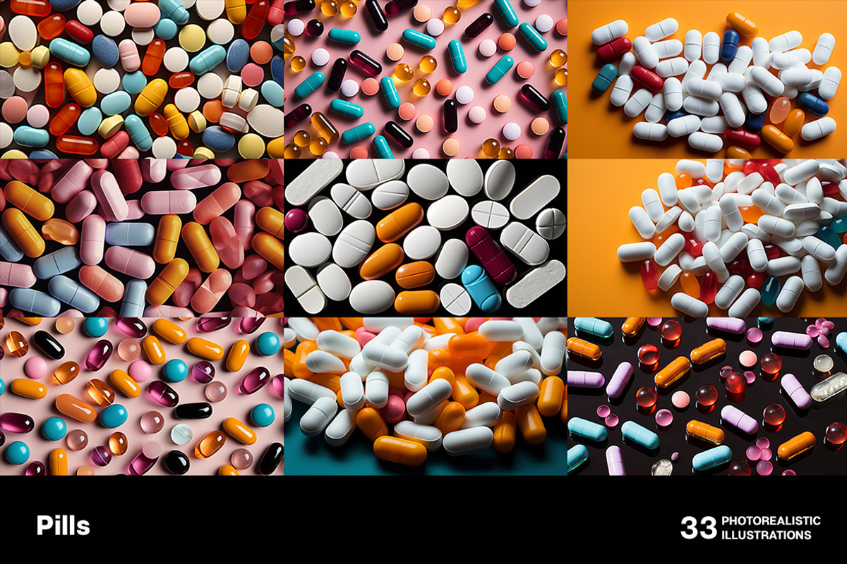 Pills. 33 images, a Healthcare Illustration by Handmadefont (Photo 6 of 10)