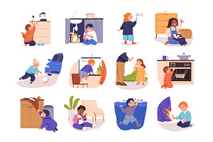 Kids in danger set. Safety concept, a Person Illustration by Good Studio