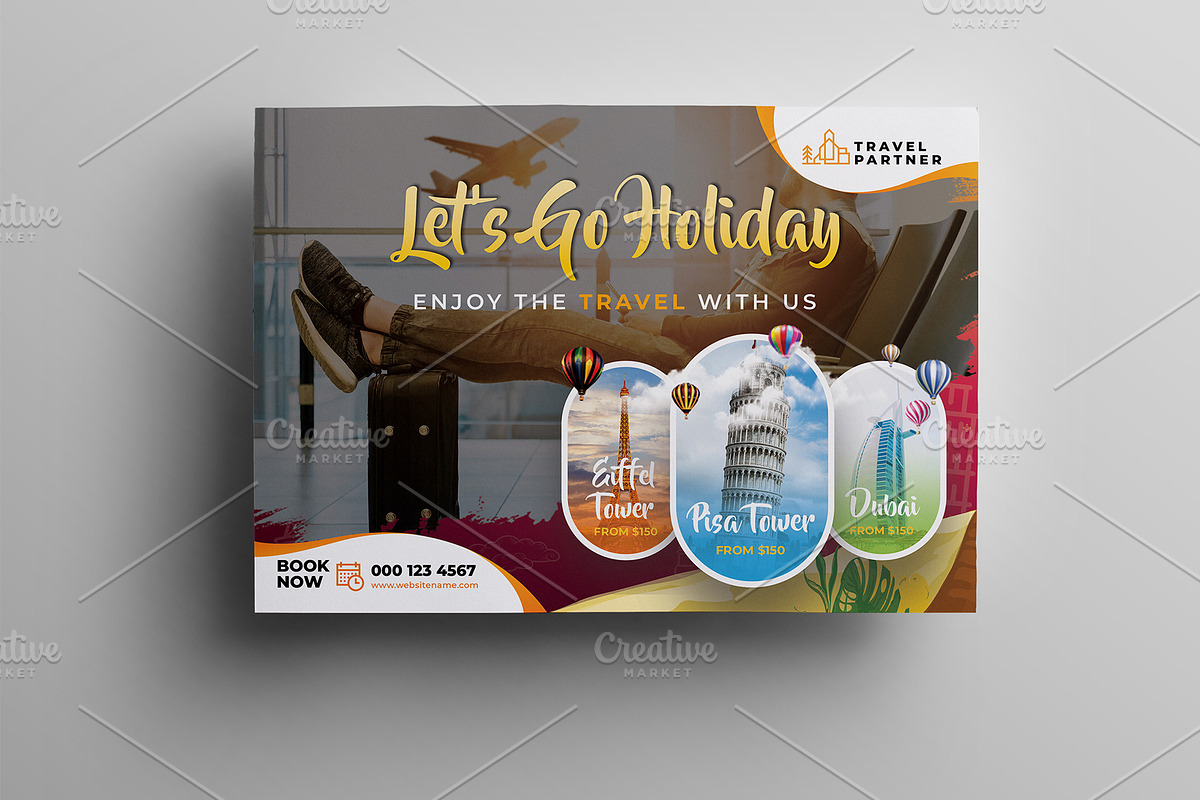 Travel & Vacation Flyer Template, a Flyer Template by DesignsLab (Photo 1 of 4)