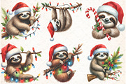 Cute Sloth Christmas Clipart PNG, an Illustration by Libby Wishes (Thumbnail 4 of 13)