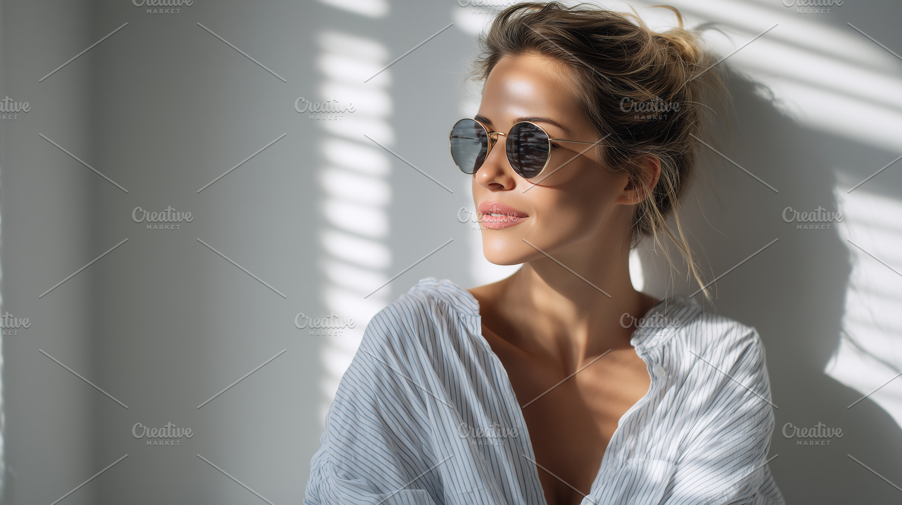 Stylish woman with round sunglasses, a Person Photo by MistyDay