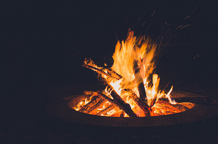 Midnight Bonfire in a Pit