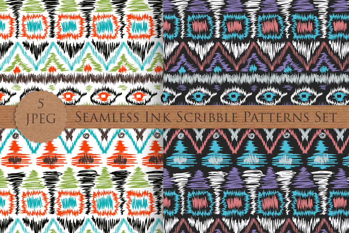 SCRIBBLE ink seamless folk patterns, a Pattern Graphic by Futurel (Photo 3 of 5)