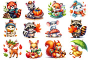 Autumn Cute Animals Clipart, an Illustration by Dream Creation (Thumbnail 2 of 4)