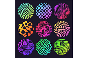Groovy checkered pattern, neon round, an Illustration by 32pixels
