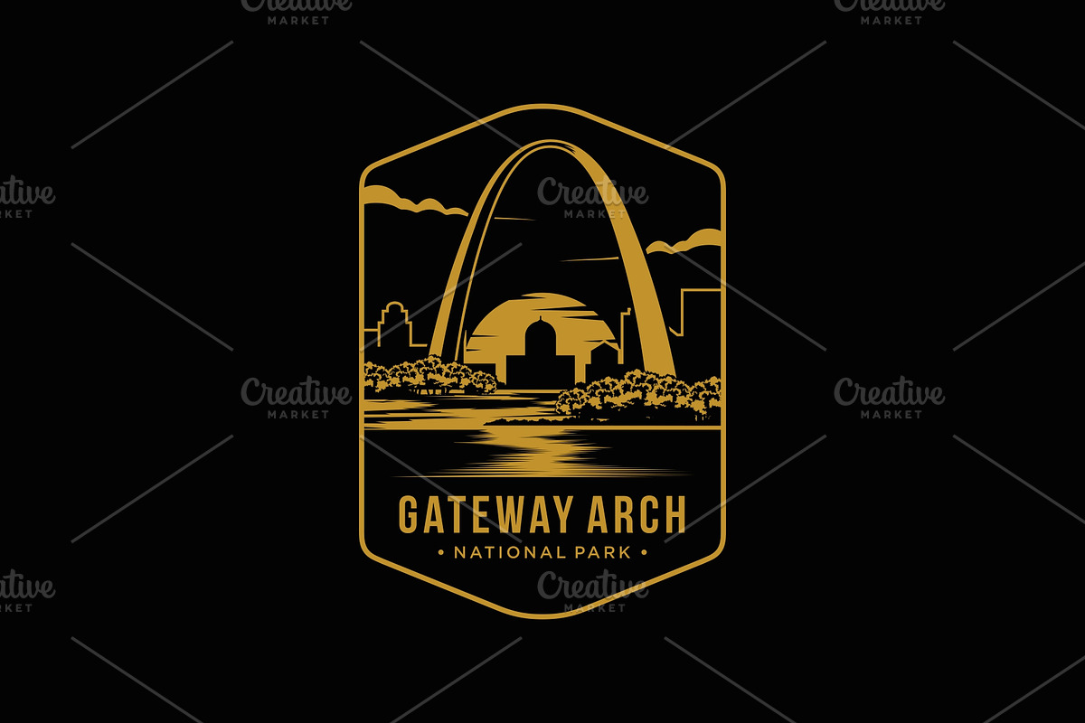 Line art Gateway arch National Park, a Branding & Logo Template by swarnstudio