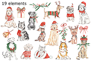 Christmas dogs watercolor clipart, a Background Graphic by GoodFairyClipArt (Thumbnail 2 of 3)