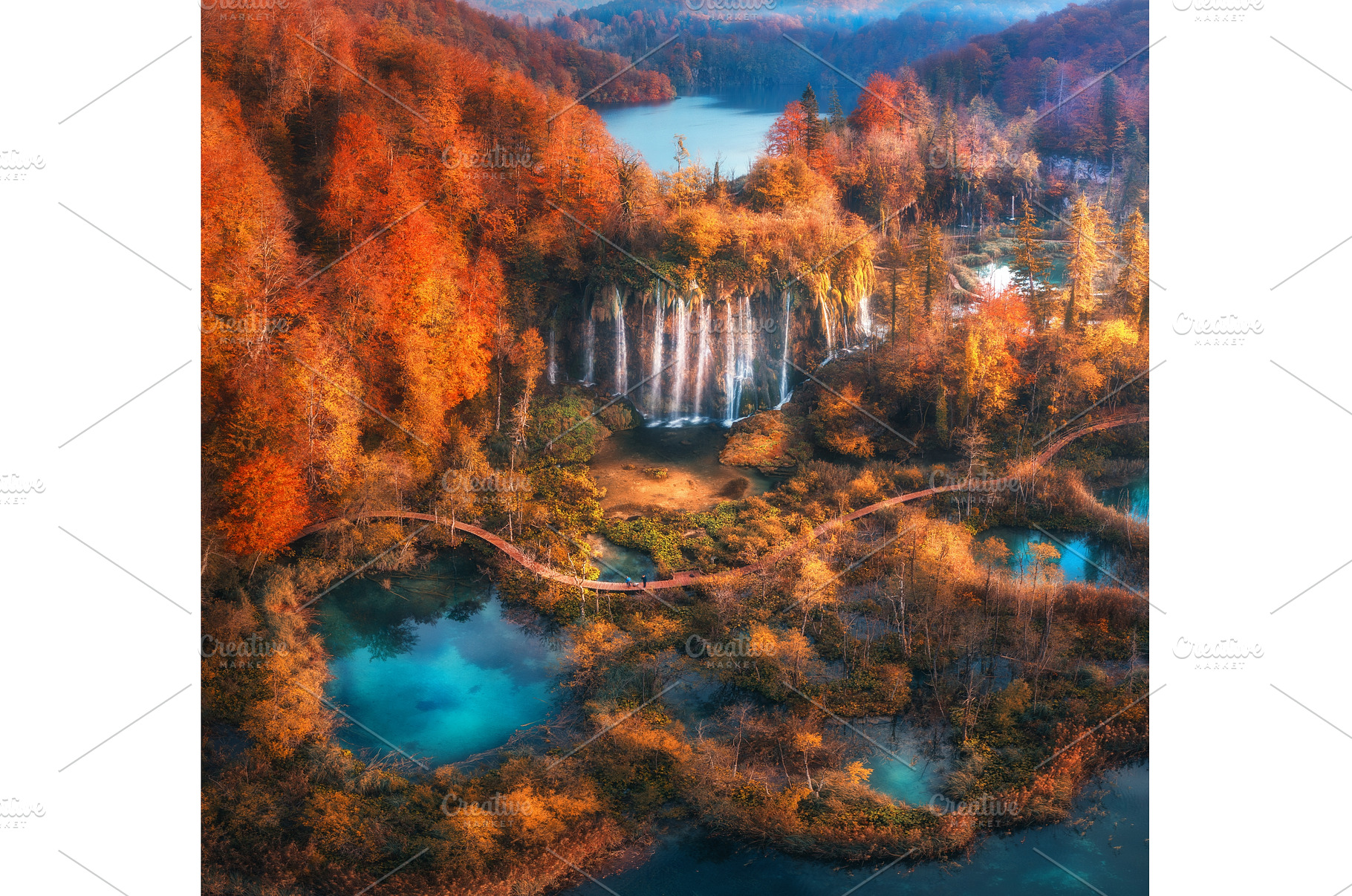Aerial view of waterfall in red, a Nature Photo by den-belitsky