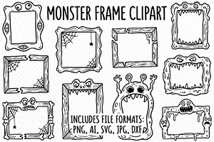 Spooky Monster Frame Clipart Set