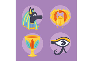 four egyptian culture icons, an Object Illustration by studiogstock