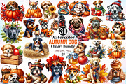Watercolor Autumn Dog Clipart Bundle, a Seasonal Illustration by Canvas Craft (Thumbnail 1 of 8)