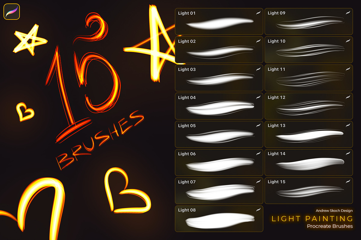 Light Painting Procreate Brushes, a Brush Add-On by Andrew Skoch Design (Photo 3 of 8)
