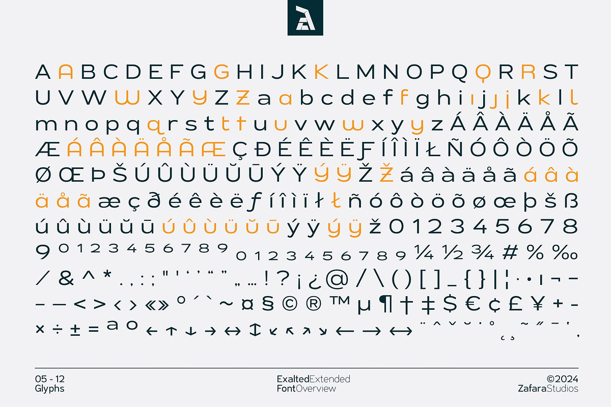 Exalted Extended, a Sans Serif Font by Zafara Studios (Photo 5 of 12)