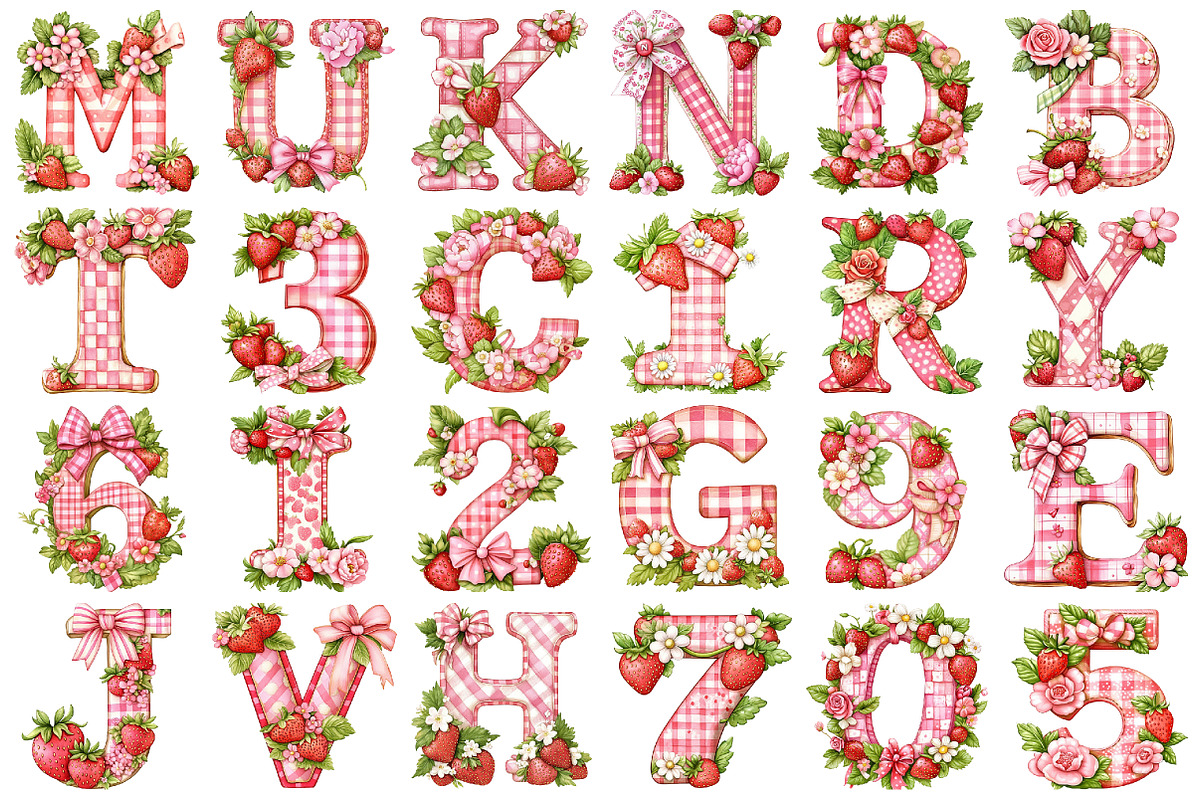 Watercolor Strawberry Alphabet Clip, a Seasonal Illustration by designcity5 (Photo 2 of 5)