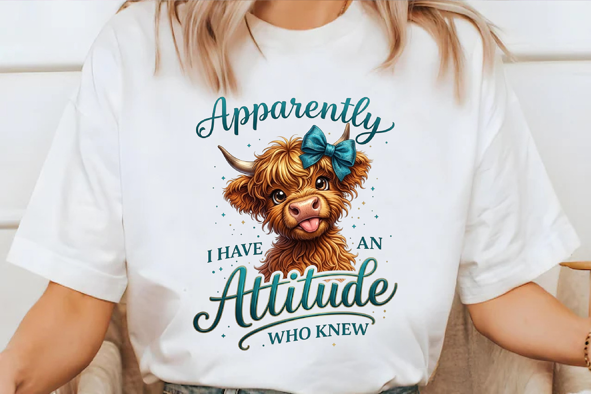 Funny Highland Cow Attitude PNG, an Illustration by designcity5 (Photo 3 of 4)