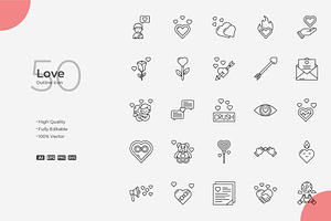 Love Outline Icons, an Outline Icon by Bloodline