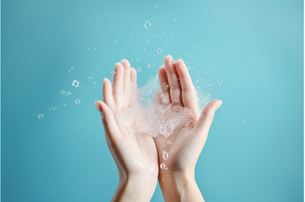Female hands using liquid soap, a Person Photo by Ylivdesign
