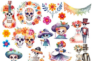 Day Of The Dead Clipart Set