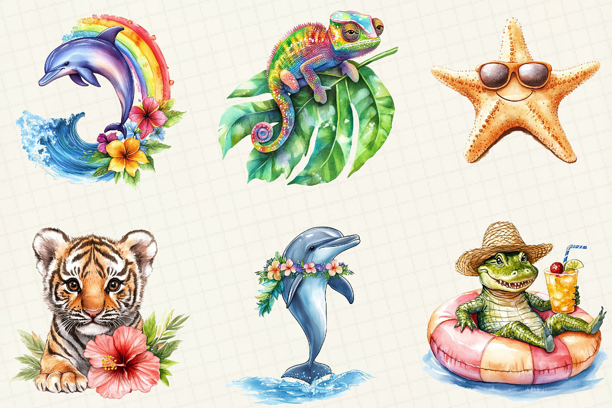 Tropical Summer Animal Clipart, an Illustration by OK Design (Photo 5 of 5)