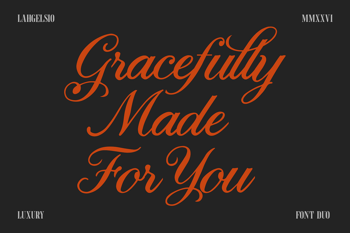 Lahgelsio Elegant Serif Script Duo, a Script Font by Maulana Creative (Photo 2 of 7)